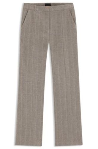 Pantalon Modern évasé en laine mélangée à chevrons - Boss - Modalova