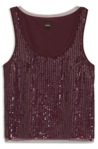 Chemisier à sequins avec finitions en résille ton sur ton - Boss - Modalova