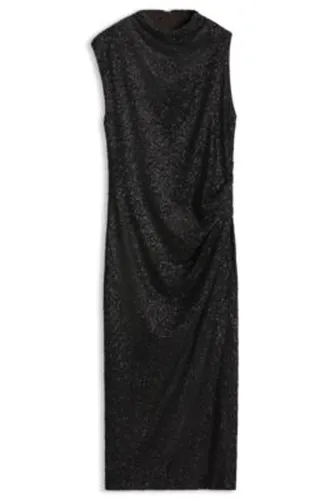 Robe longue à col montant en jersey drapé - Boss - Modalova