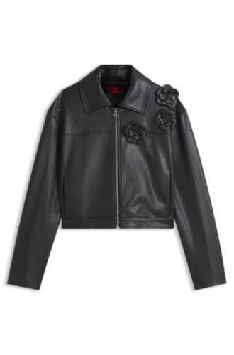 Veste en similicuir avec ornements à fleurs - HUGO - Modalova