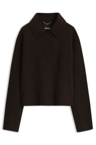 Manteau chiné en laine mélangée avec col en pointe - Boss - Modalova