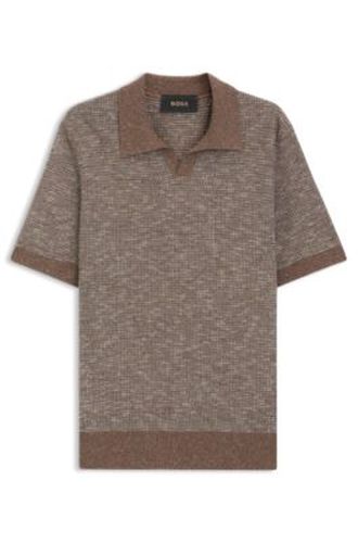 Pull polo à col Johnny en mohair, soie et coton - Boss - Modalova