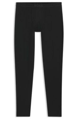 Caleçon long en coton stretch avec taille logotée - Boss - Modalova