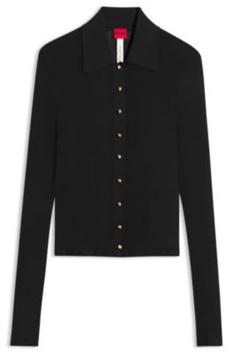 Cardigan ajusté avec boutons dorés effet galet - HUGO - Modalova