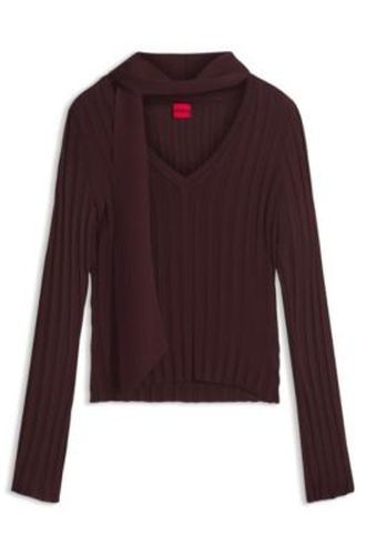 Pull à col V avec écharpe détachable - HUGO - Modalova