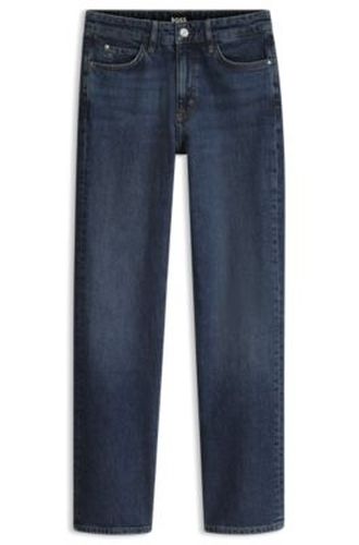 Jean droit en denim stretch bleu à délavage marbré - Boss - Modalova