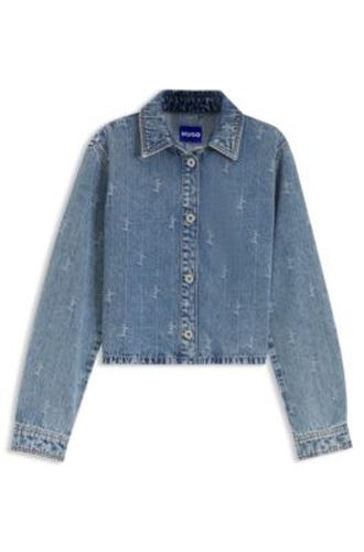 Chemise courte en denim à logos manuscrits - HUGO - Modalova