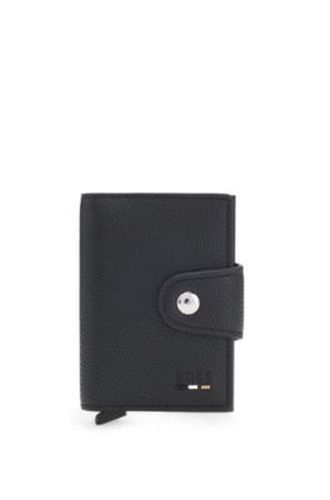Porte-cartes en cuir grainé orné du logo - Boss - Modalova