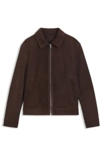 Veste en cuir suédé avec fermeture éclair - Boss - Modalova
