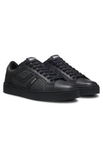 Baskets en similicuir avec finitions effet denim - Boss - Modalova