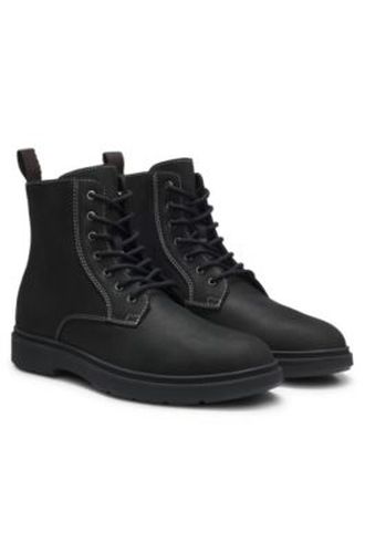 Bottines mi-hautes en cuir pull-up avec fermeture éclair latérale - Boss - Modalova