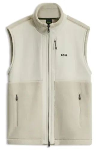 Veste sans manches en polaire effet peluche avec empiècements contrastants et logo - Boss - Modalova