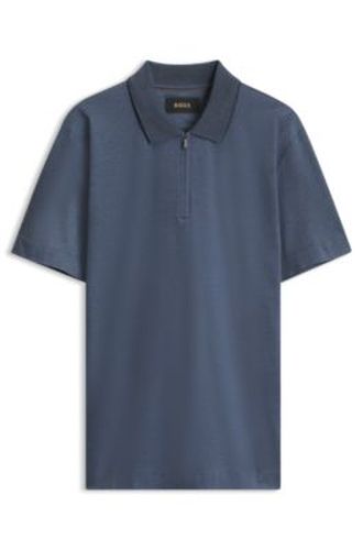 Polo à encolure zippée en coton - Boss - Modalova