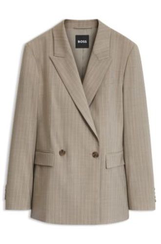Blazer croisé Relaxed en laine vierge à rayures tennis - Boss - Modalova