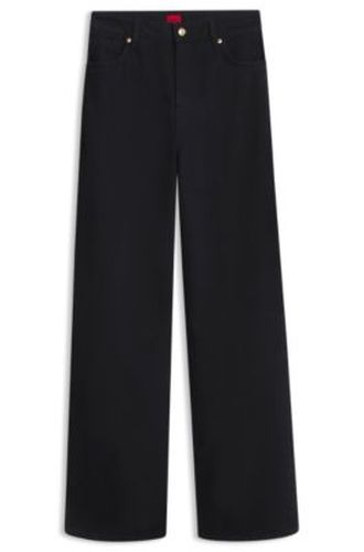 Jean large en denim de coton mélangé bleu-noir - HUGO - Modalova