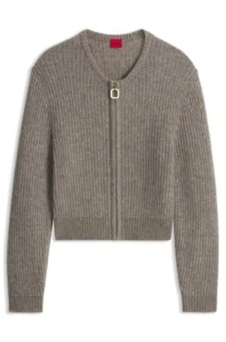 Gilet en maille style bomber à structure côtelée - HUGO - Modalova