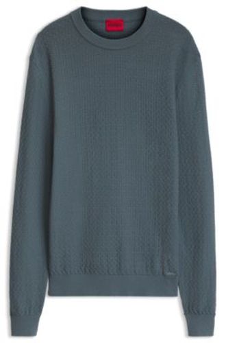Pull à col rond en coton tissé en jacquard - HUGO - Modalova