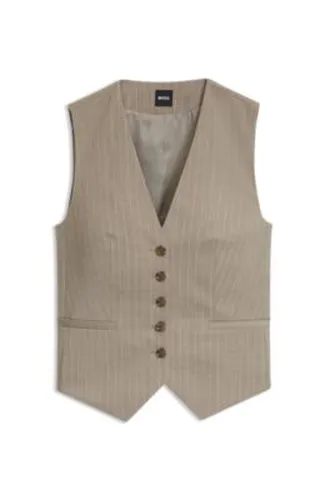 Gilet Slim en laine vierge à rayures tennis - Boss - Modalova