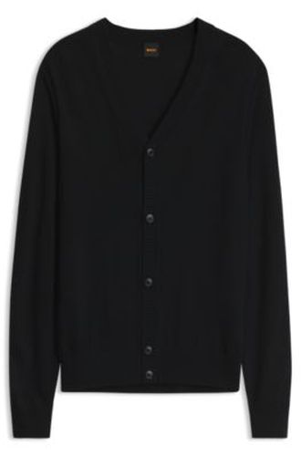 Cardigan à col V en laine vierge mélangée - Boss - Modalova