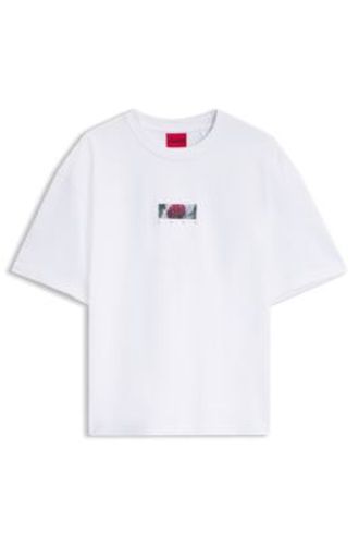 T-shirt Oversize en coton à motif artistique au dos - HUGO - Modalova