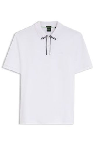 Polo en coton interlock avec finitions rayées - Boss - Modalova