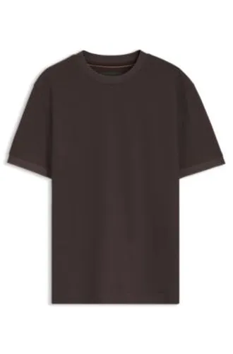 T-shirt en coton avec structure en piqué à deux tons - Boss - Modalova