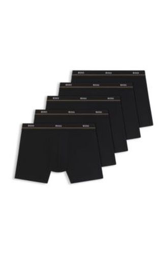 Lot de cinq boxers longs en coton stretch - Boss - Modalova