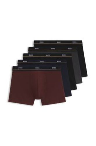 Lot de cinq boxers longs en coton stretch - Boss - Modalova