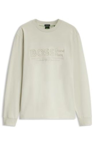 T-shirt en coton stretch avec motif brodé - Boss - Modalova