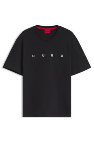 Haut en coton avec logo métallisé argenté - HUGO - Modalova