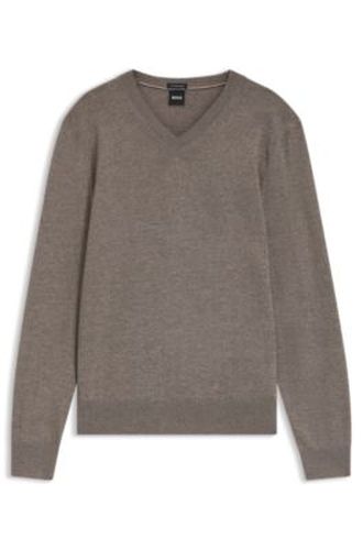Pull à col V en laine mérinos extra fine - Boss - Modalova