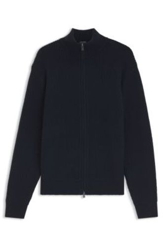 Cardigan zippé en laine vierge et cachemire à maille structurée - Boss - Modalova