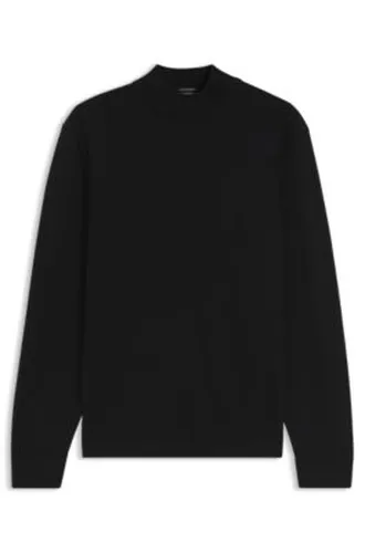 Pull en laine mérinos extra-fine à col montant - Boss - Modalova