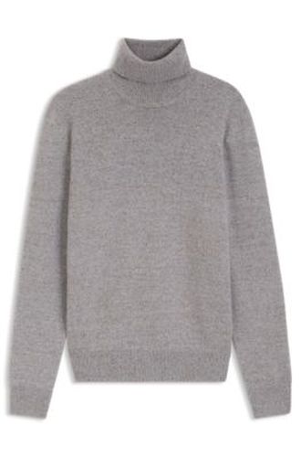 Pull à col roulé en laine vierge moulinée - Boss - Modalova