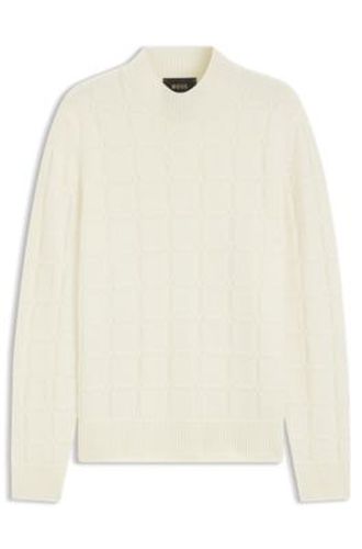 Pull à col montant en laine vierge et cachemire - Boss - Modalova