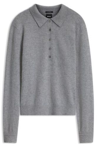 Pull à col polo en pur cachemire - Boss - Modalova