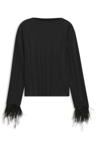 Top Slim à col montant avec détails en plumes - Boss - Modalova