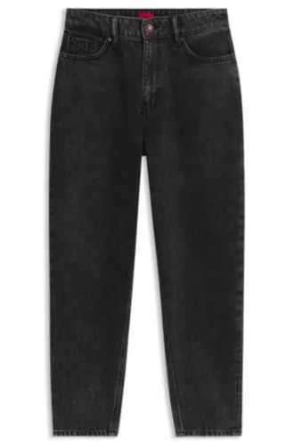 Jean Mom taille haute en denim gris moyen - HUGO - Modalova