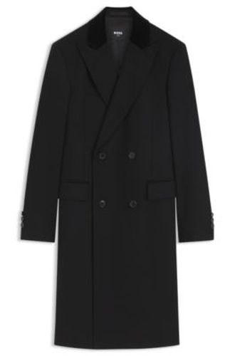 Manteau croisé Slim avec col en velours - Boss - Modalova