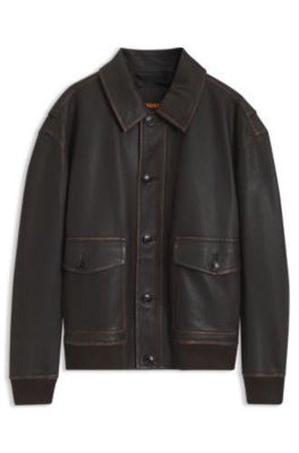 Veste en cuir style aviateur - Boss - Modalova