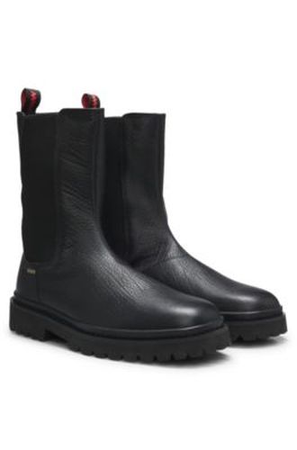 Bottines Chelsea en cuir à bout carré et à semelle crantée - HUGO - Modalova