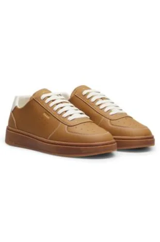 Baskets en cuir grainé avec logo en feuille d’or - HUGO - Modalova