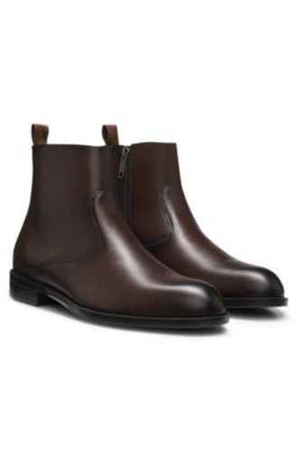 Bottines en cuir grainé avec fermeture éclair latérale - Boss - Modalova