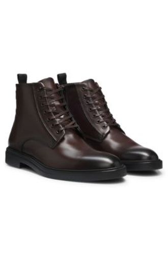 Bottines à lacets en cuir avec fermeture éclair latérale - Boss - Modalova