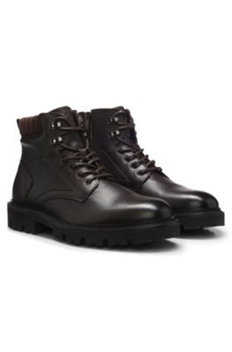 Bottines à lacets en cuir avec bracelet matelassé - Boss - Modalova
