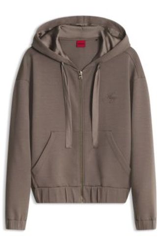 Sweat à capuche zippé Relaxed avec cordon de serrage en satin - HUGO - Modalova