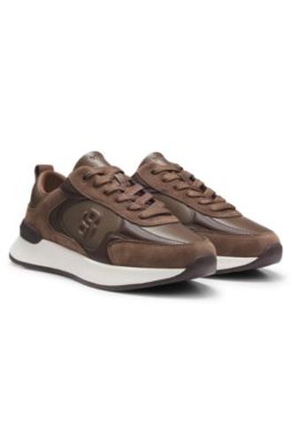Baskets en cuir et en cuir suédé avec monogramme Double B - Boss - Modalova