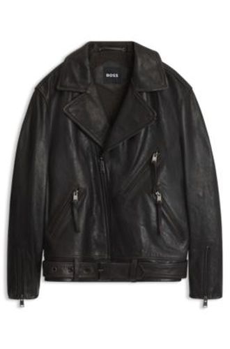Blouson de motard en cuir - Boss - Modalova