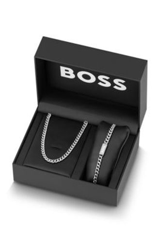 Coffret cadeau avec bracelet et collier chaîne à maillons arrondis - Boss - Modalova
