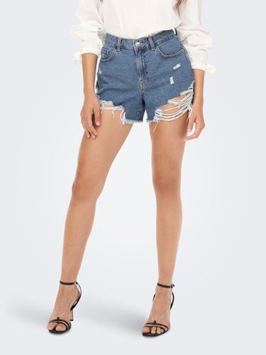 Shorts Skinny Fit Taille Haute Ourlets Déchirés - ONLY - Modalova